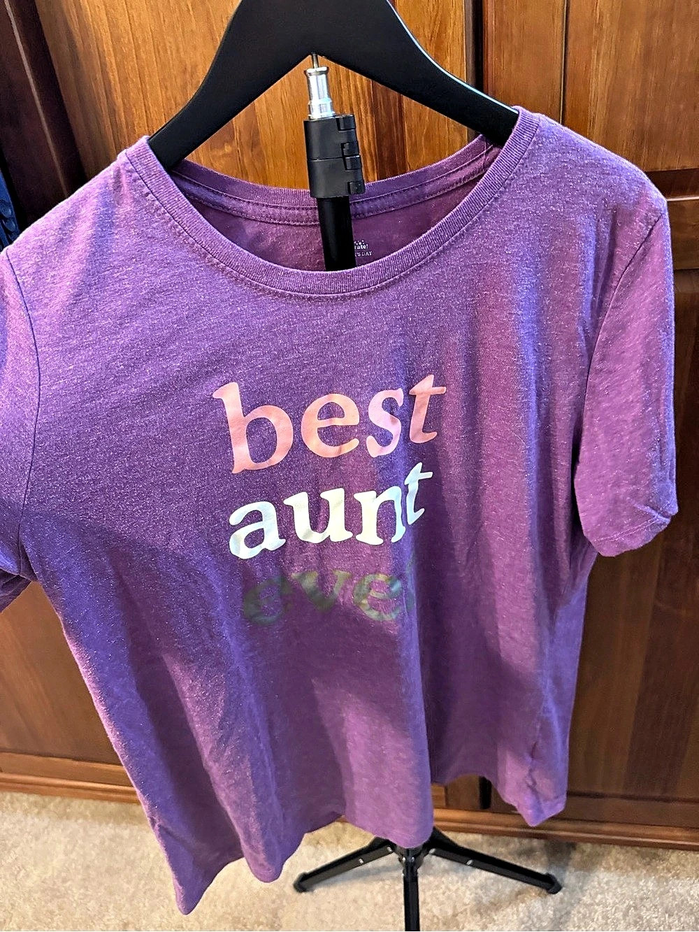 Way to Celebrate Best Aunt Ever Graphic T-Shirt Tee Purple Large